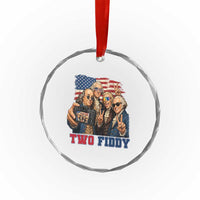 Two Fiddy 250th Anniversary Crystal Glass Ornament Funny Founding Father 4th of July