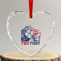 Two Fiddy 250th Anniversary Heart Crystal Glass Ornament Funny George Washington 4th of July