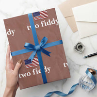 Two Fiddy America 250th Anniversary Minimalist Wrapping Paper Roll Funny US American Flag Slang 1776 to 2026 Semiquincentennial
