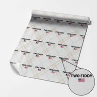 Two Fiddy American Flag Wrapping Paper Roll Funny 250th America Celebration Patriotic Graphic