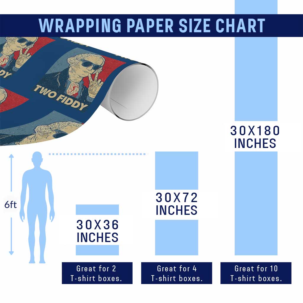 Two Fiddy George Washington 250th Anniversary Wrapping Paper Roll Funny 4th of July