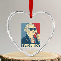 Two Fiddy George Washington 250th Anniversary Heart Crystal Glass Ornament Funny 4th of July
