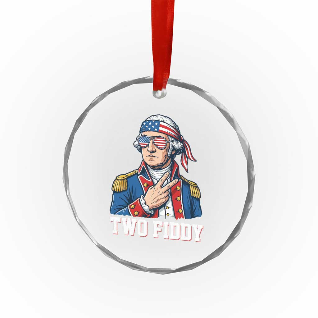 Two Fiddy George Washington Bandana Crystal Glass Ornament Funny Cool Sunglasses American Flag Headband Peace Sign Patriotic