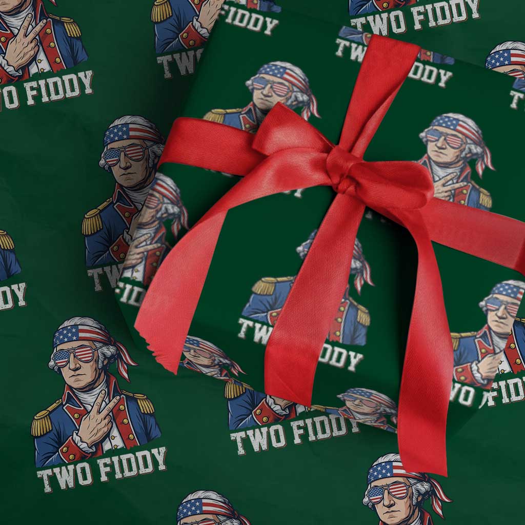 Two Fiddy George Washington Bandana Wrapping Paper Roll Funny Cool Sunglasses American Flag Headband Peace Sign Patriotic