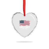 Two Fiddy USA 250th Anniversary Heart Crystal Glass Ornament Vintage American Flag Patriotic Humor