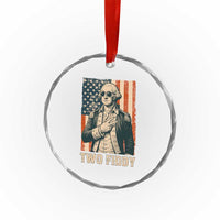 Two Fiddy Vintage George Washington Crystal Glass Ornament Funny Sunglasses Peace Sign Retro American Flag Semiquincentennial