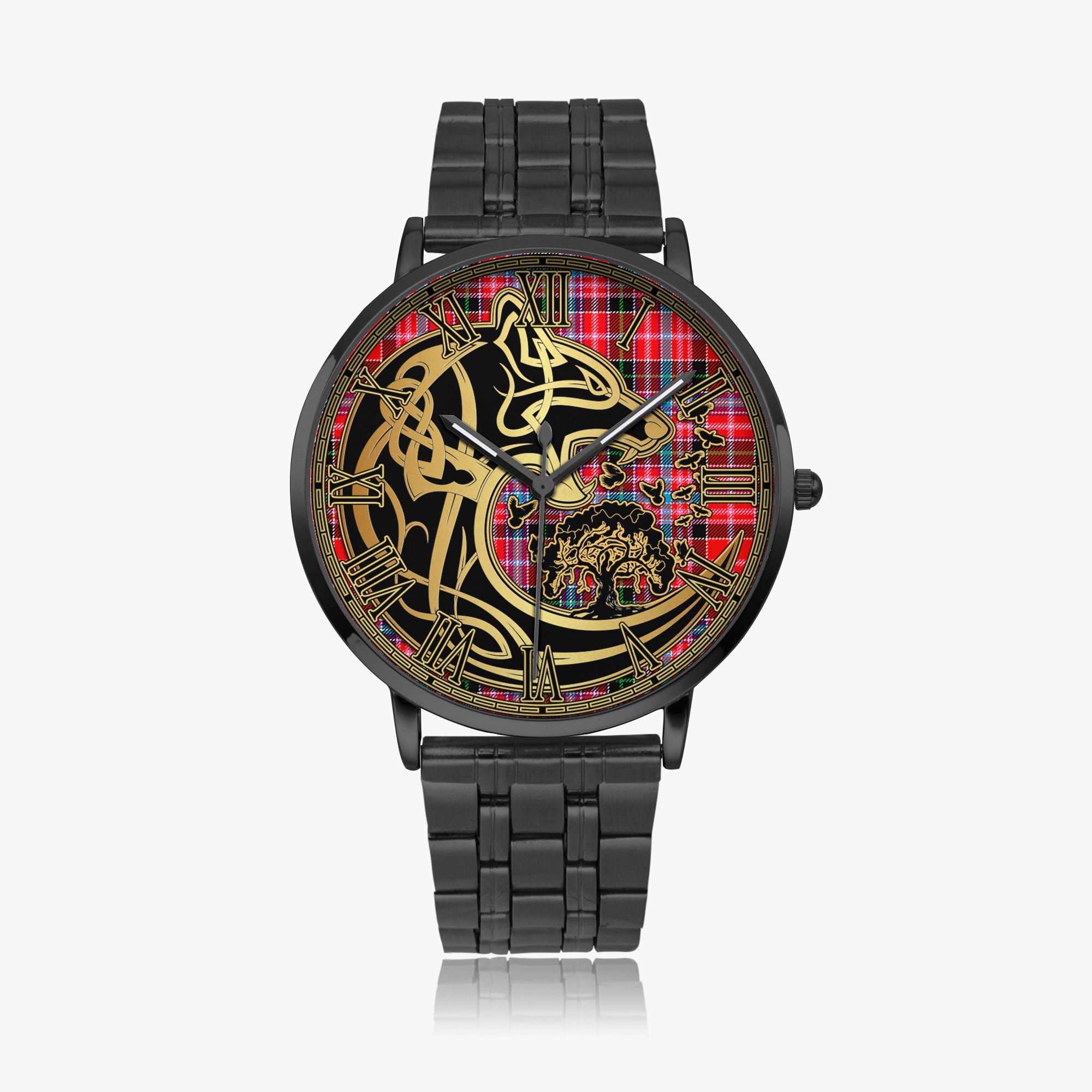 udny-tartan-watch-with-stainless-steel-trap-tartan-instafamous-quartz-stainless-steel-watch-golden-celtic-wolf-style