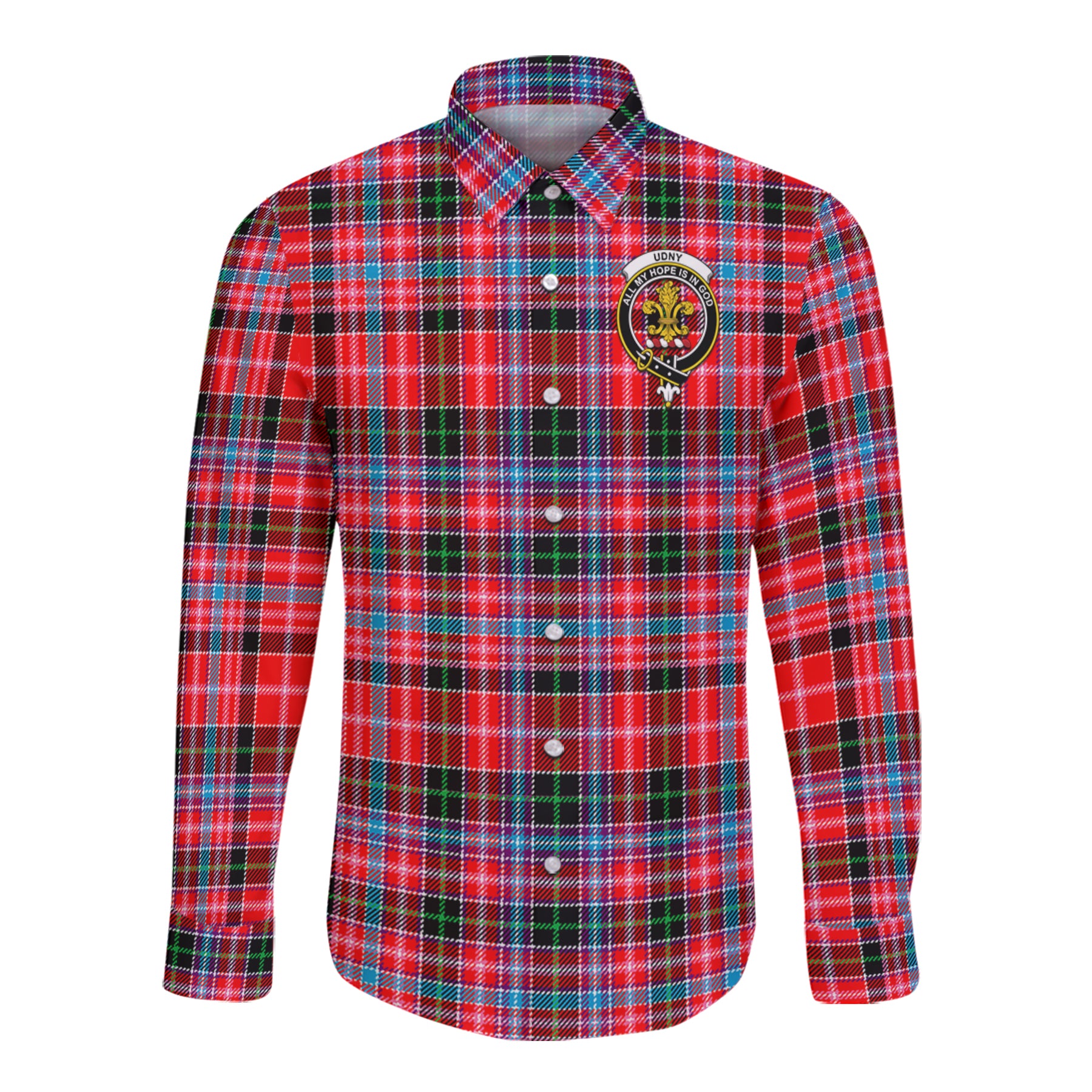 Udny Tartan Long Sleeve Button Up Shirt with Scottish Family Crest K23