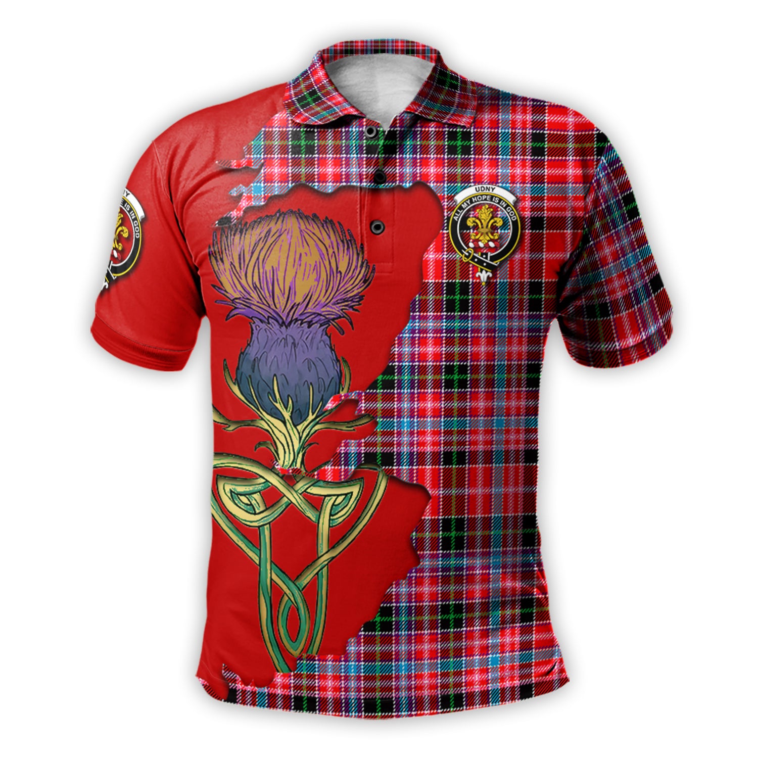udny-tartan-family-crest-polo-shirt-tartan-plaid-with-thistle-and-scotland-map-polo-shirt