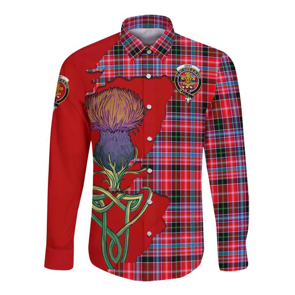 udny-tartan-plaid-long-sleeve-button-down-shirt-tartan-crest-with-thistle-and-scotland-map-long-sleeve-button-shirt