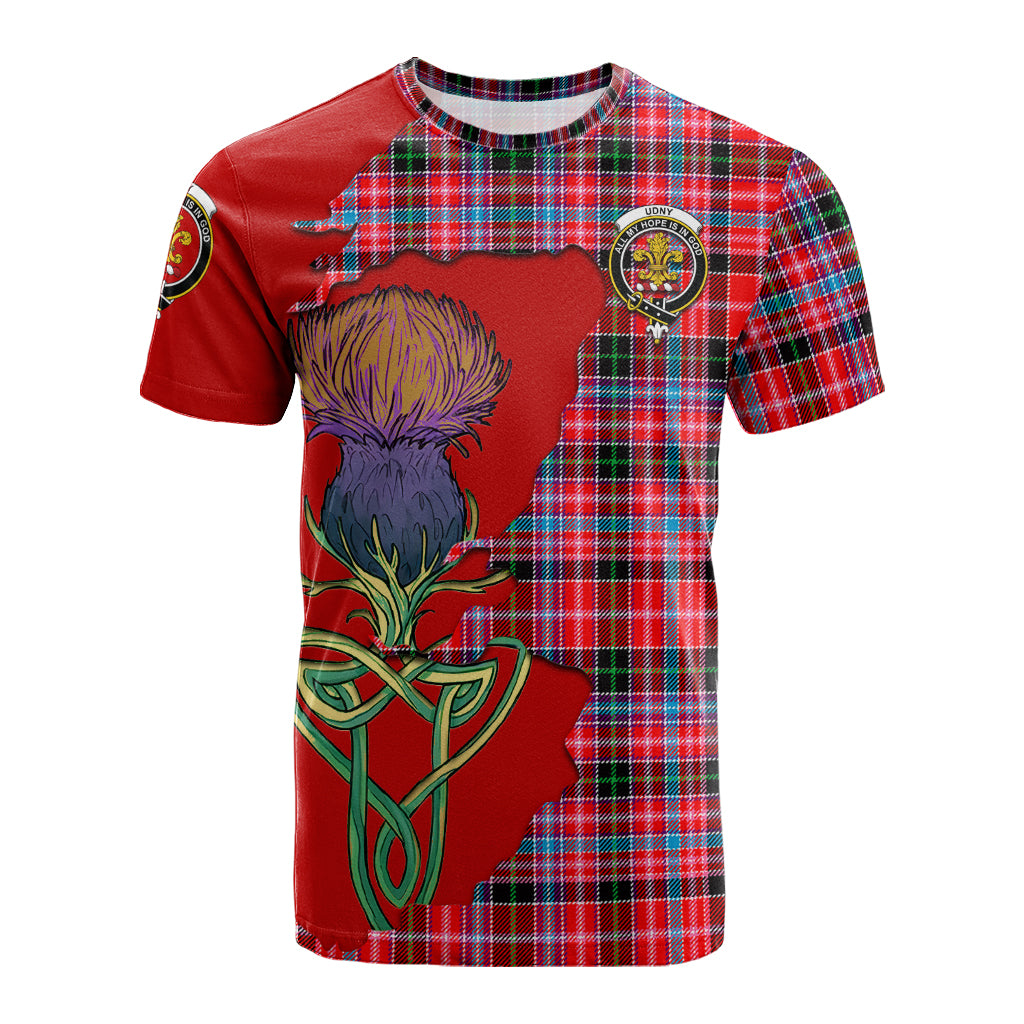 udny-tartan-family-crest-t-shirt-tartan-plaid-with-thistle-and-scotland-map-t-shirt