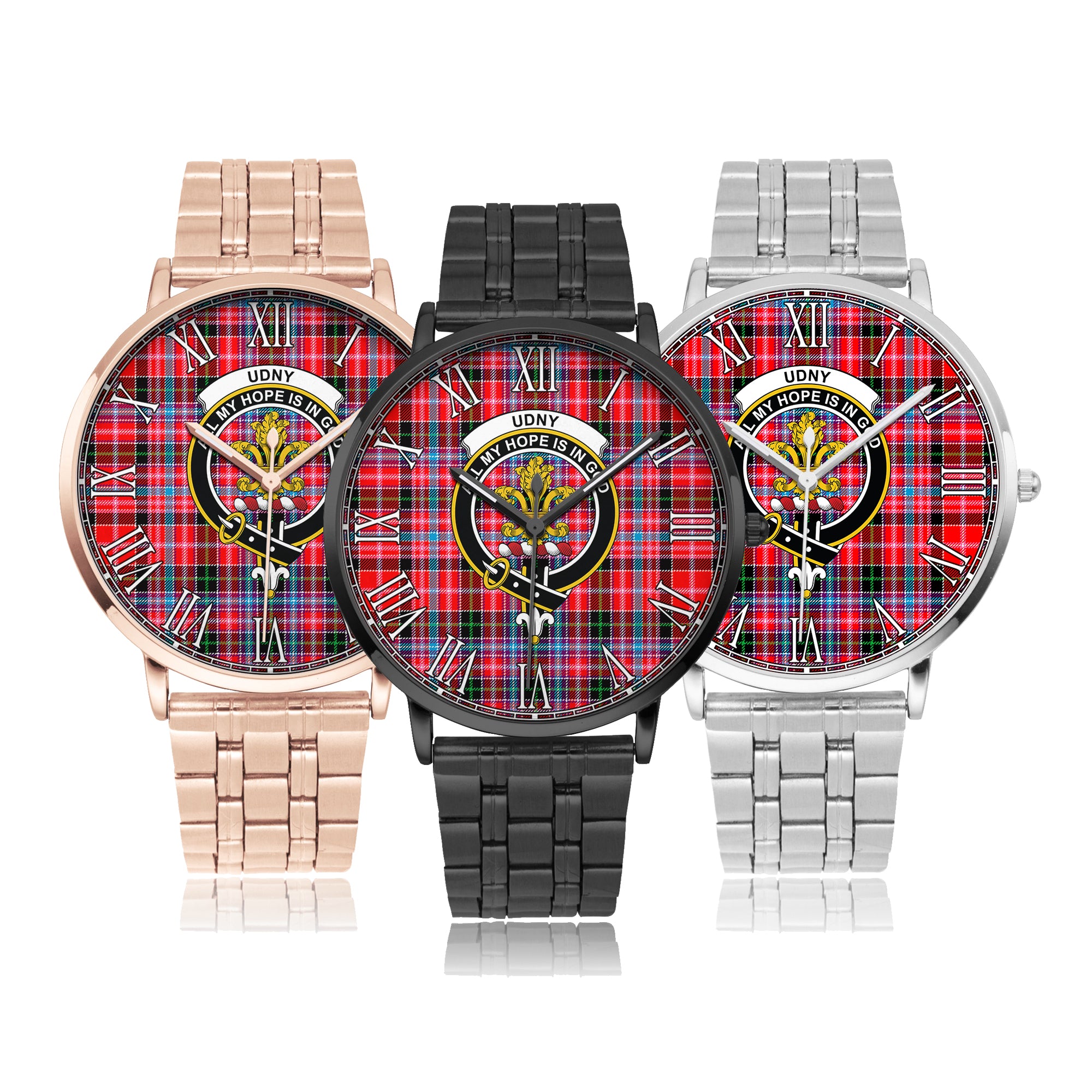 udny-family-crest-quartz-watch-with-stainless-steel-trap-tartan-instafamous-quartz-stainless-steel-watch