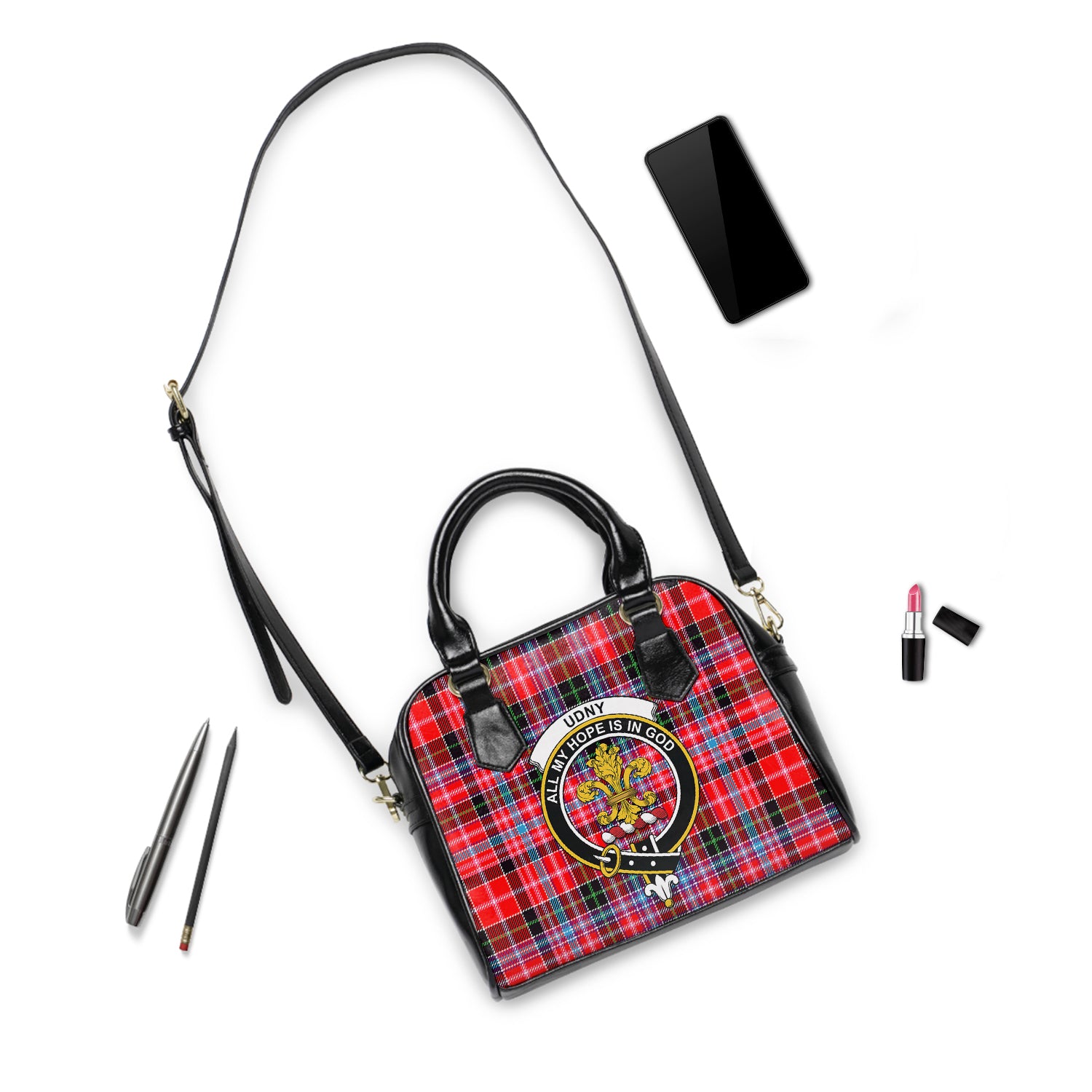 udny-clan-tartan-shoulder-handbag-family-crest-shoulder-handbag-for-women