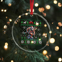 Ugly Christmas Bigfoot Playing Hockey Crystal Glass Ornament Funny Xmas Gift - Wonder Print Shop