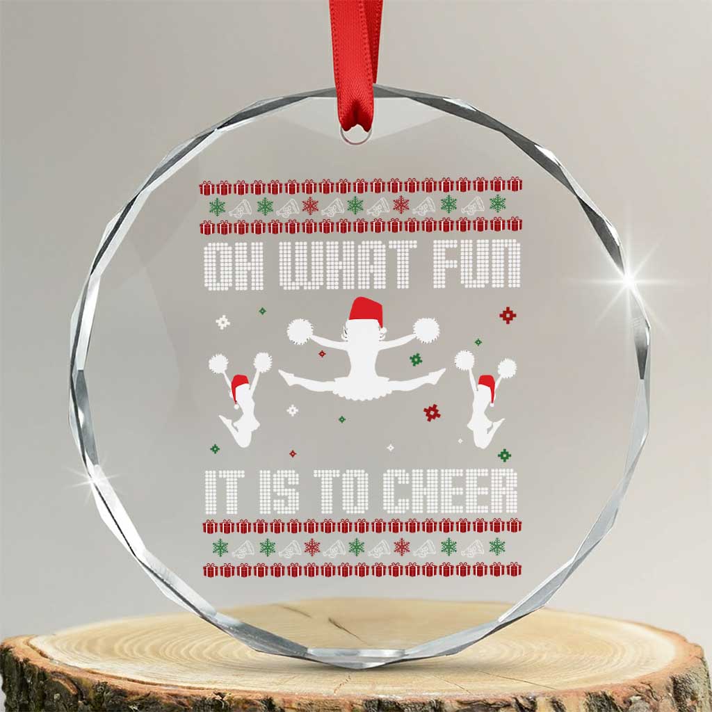 Ugly Christmas Cheerleading Crystal Glass Ornament Oh What Fun It Is To Cheer Gift - Wonder Print Shop
