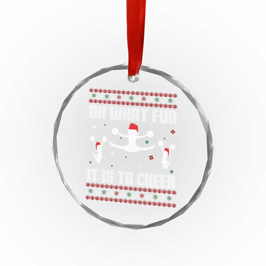 Ugly Christmas Cheerleading Crystal Glass Ornament Oh What Fun It Is To Cheer Gift - Wonder Print Shop