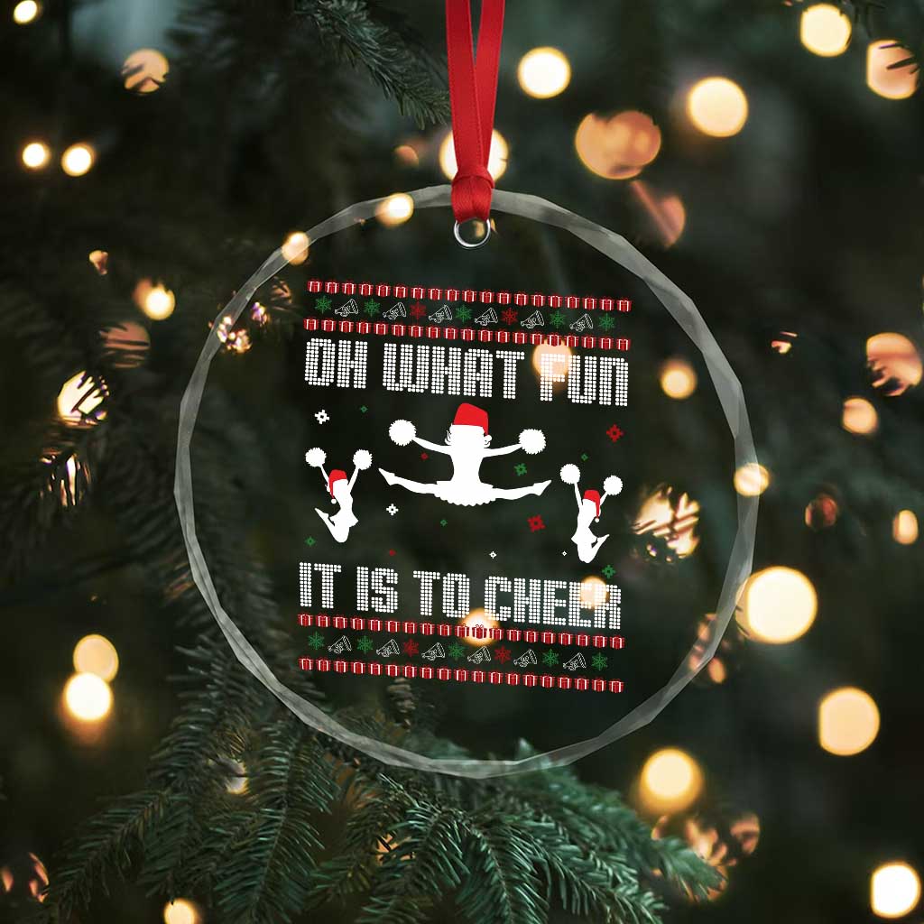 Ugly Christmas Cheerleading Crystal Glass Ornament Oh What Fun It Is To Cheer Gift - Wonder Print Shop