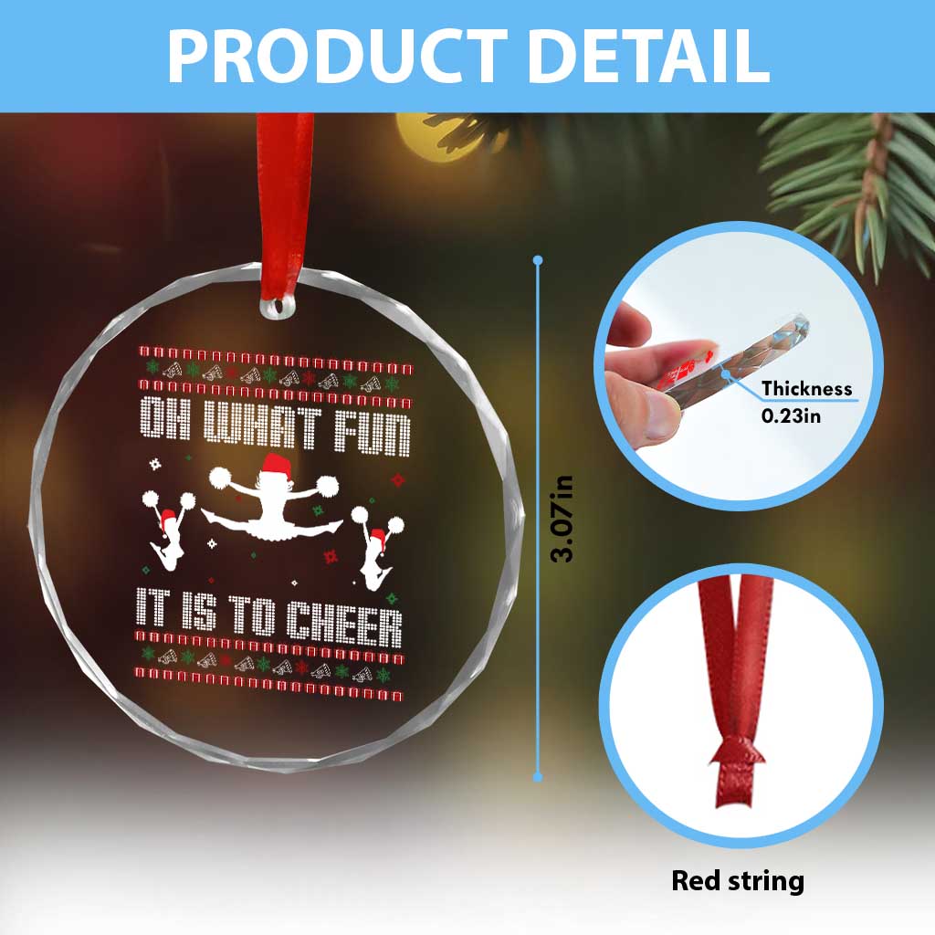 Ugly Christmas Cheerleading Crystal Glass Ornament Oh What Fun It Is To Cheer Gift - Wonder Print Shop