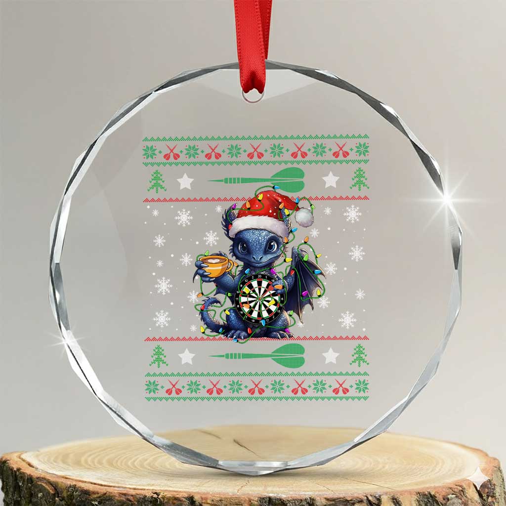 Ugly Christmas Dragon Dart Player Crystal Glass Ornament Gift For Dartist - Wonder Print Shop