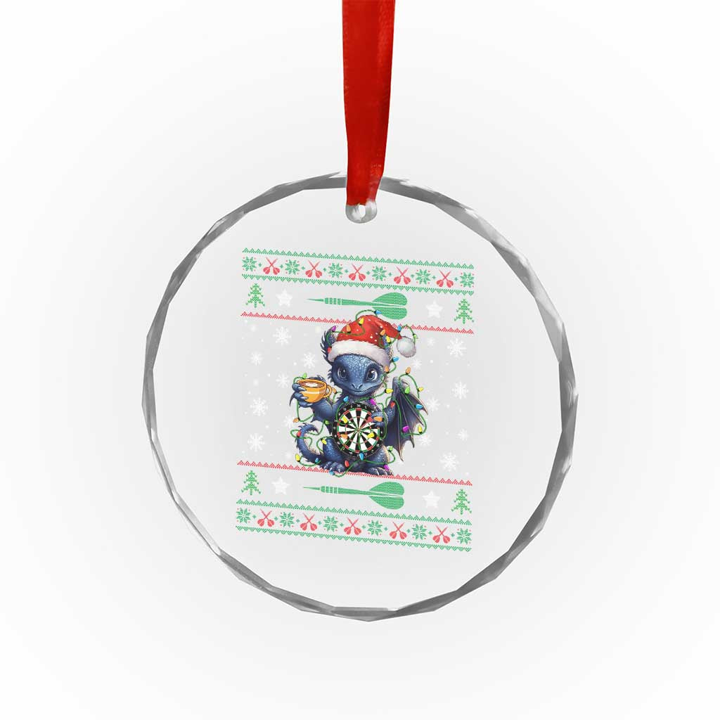 Ugly Christmas Dragon Dart Player Crystal Glass Ornament Gift For Dartist - Wonder Print Shop