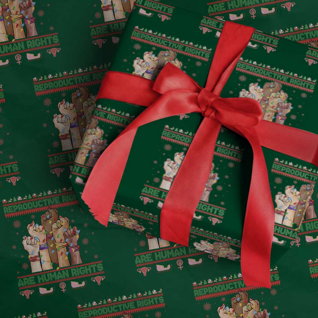 Ugly Christmas Feminist Raccoon Gift Wrapping Paper Roll Reproductive Rights Are Human Rights - Wonder Print Shop