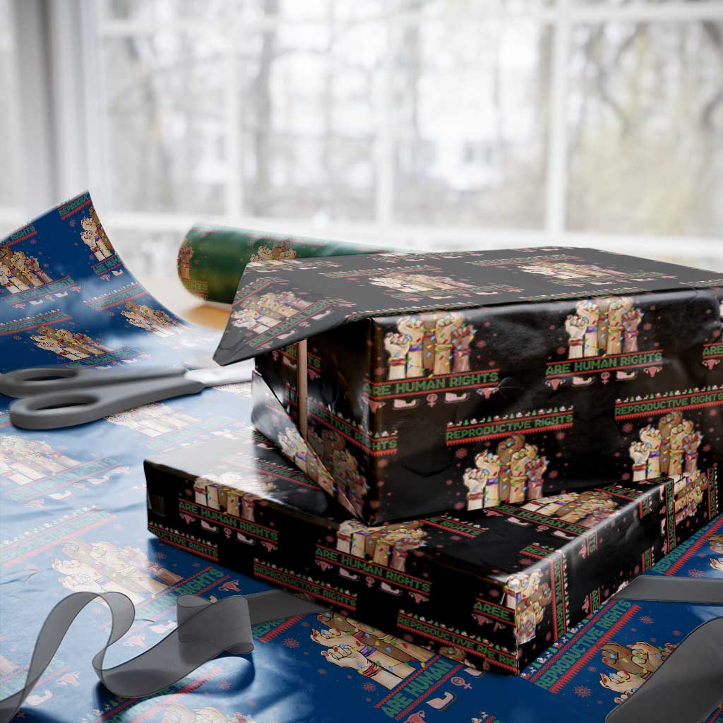 Ugly Christmas Feminist Raccoon Gift Wrapping Paper Roll Reproductive Rights Are Human Rights - Wonder Print Shop