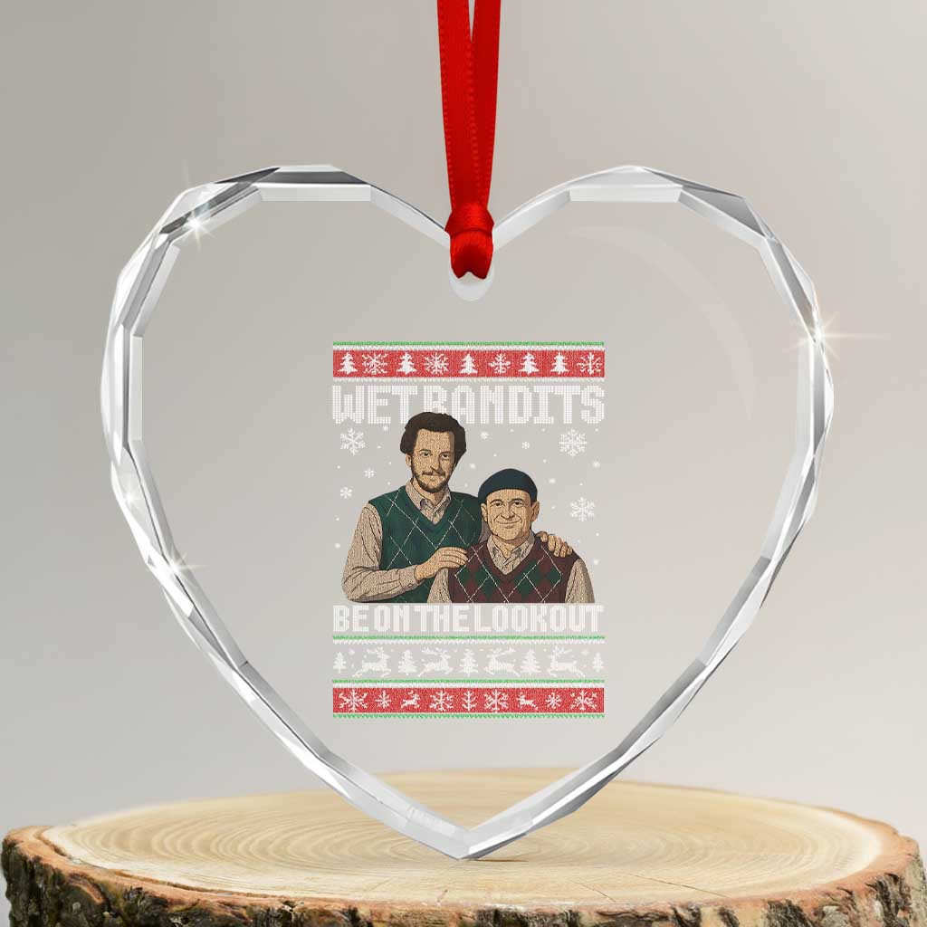 Ugly Christmas Movie Heart Crystal Glass Ornament Funny Wet Bandits Home Xmas Alone - Wonder Print Shop