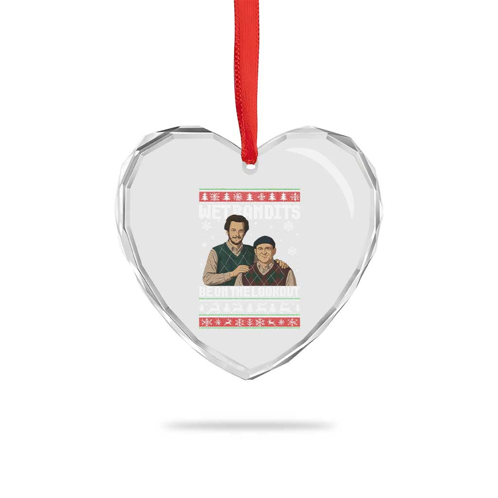 Ugly Christmas Movie Heart Crystal Glass Ornament Funny Wet Bandits Home Xmas Alone - Wonder Print Shop