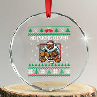 Ugly Christmas Sweater Beaver Ice Hockey Goalie Crystal Glass Ornament No Pucks Given - Wonder Print Shop