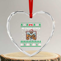 Ugly Christmas Sweater Beaver Ice Hockey Goalie Heart Crystal Glass Ornament No Pucks Given - Wonder Print Shop