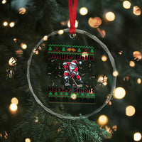 Ugly Christmas Sweater Santa Playing Hockey Crystal Glass Ornament Jingle Bells Hockey Smells - Wonder Print Shop