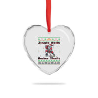 Ugly Christmas Sweater Santa Playing Hockey Heart Crystal Glass Ornament Jingle Bells Hockey Smells - Wonder Print Shop
