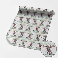 Ugly Christmas Sweater Santa Playing Hockey Wrapping Paper Roll Jingle Bells Hockey Smells - Wonder Print Shop