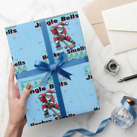 Ugly Christmas Sweater Santa Playing Hockey Wrapping Paper Roll Jingle Bells Hockey Smells - Wonder Print Shop
