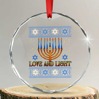 Ugly Hanukkah Crystal Glass Ornament Love and Light Jew Menorah Jewish Chanukah - Wonder Print Shop