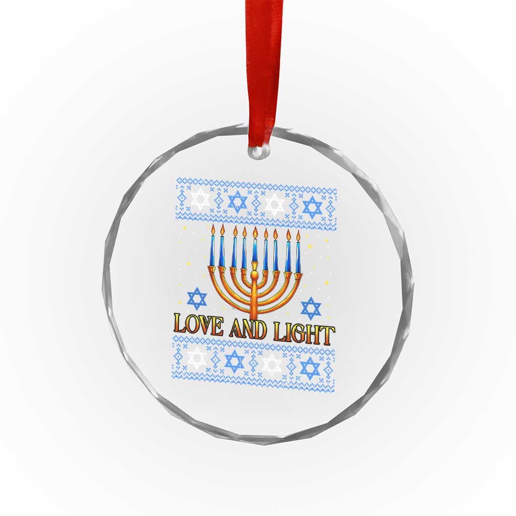 Ugly Hanukkah Crystal Glass Ornament Love and Light Jew Menorah Jewish Chanukah - Wonder Print Shop