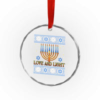 Ugly Hanukkah Crystal Glass Ornament Love and Light Jew Menorah Jewish Chanukah - Wonder Print Shop