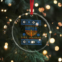 Ugly Hanukkah Crystal Glass Ornament Love and Light Jew Menorah Jewish Chanukah - Wonder Print Shop