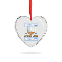 Ugly Hanukkah Heart Crystal Glass Ornament Love and Light Jew Menorah Jewish Chanukah - Wonder Print Shop