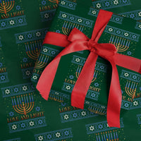 Ugly Hanukkah Wrapping Paper Roll Love and Light Jew Menorah Jewish Chanukah - Wonder Print Shop
