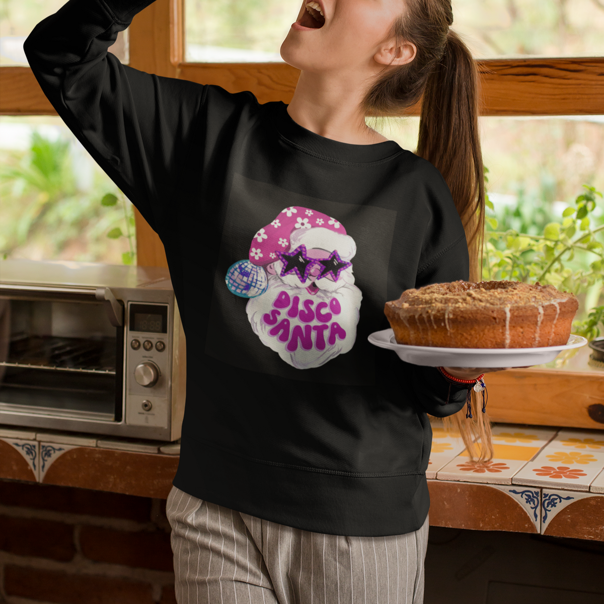Funny Pink Santa Retro Groovy Funky Disco Christmas Cool Sunglass Sweatshirt - Wonder Print Shop