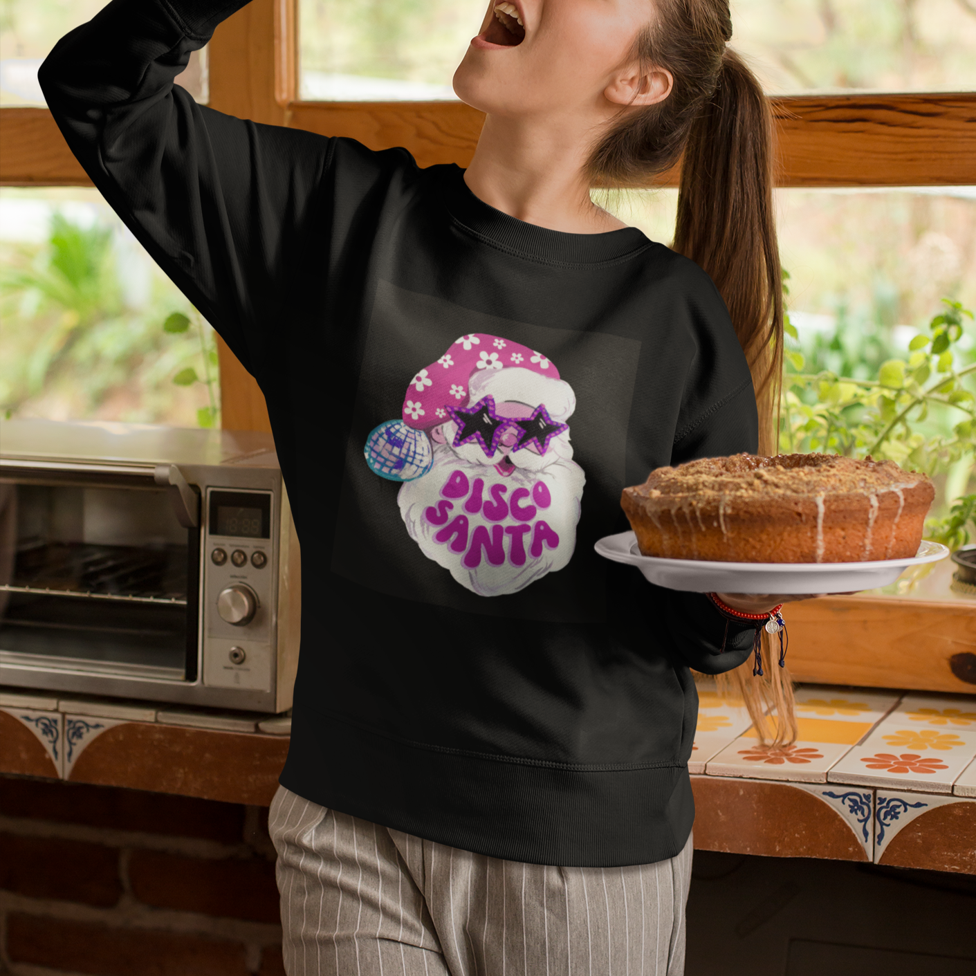 Funny Pink Santa Retro Groovy Funky Disco Christmas Cool Sunglass Sweatshirt - Wonder Print Shop