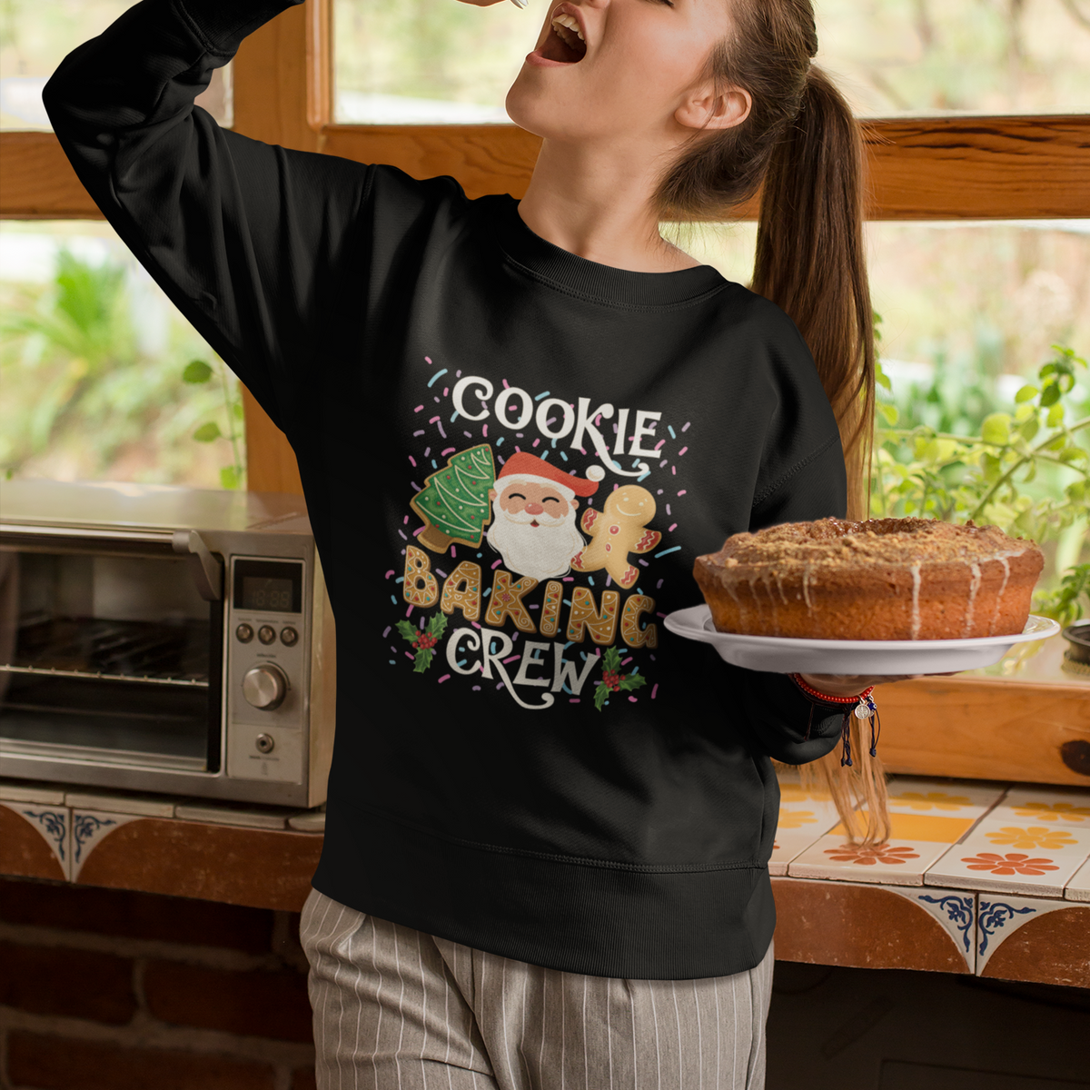 Christmas Sweatshirt Cookie Baking Crew Santa Xmas Tree Gingerbread - Wonder Print Shop