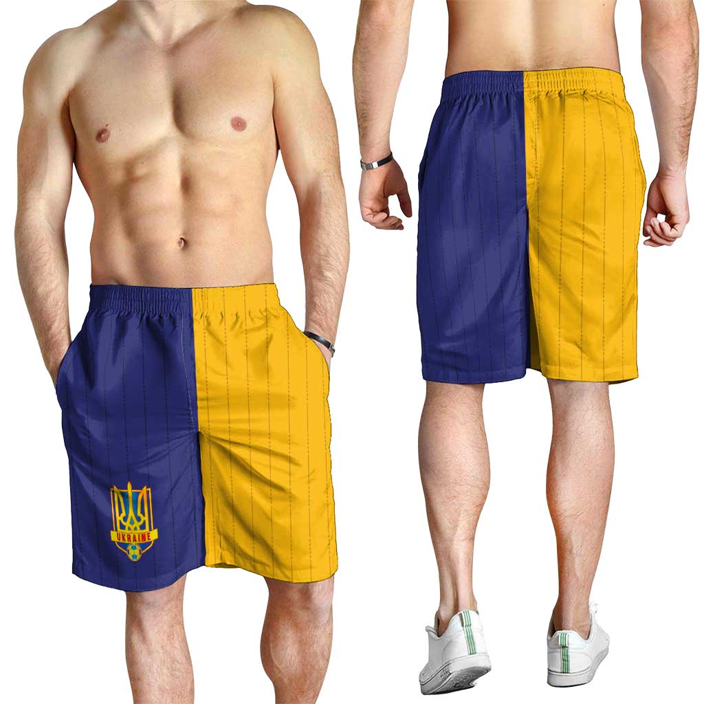 Ukraine National Football Shorts for Men The Blue and Yellow with Map Half Style - Wonder Print Shop