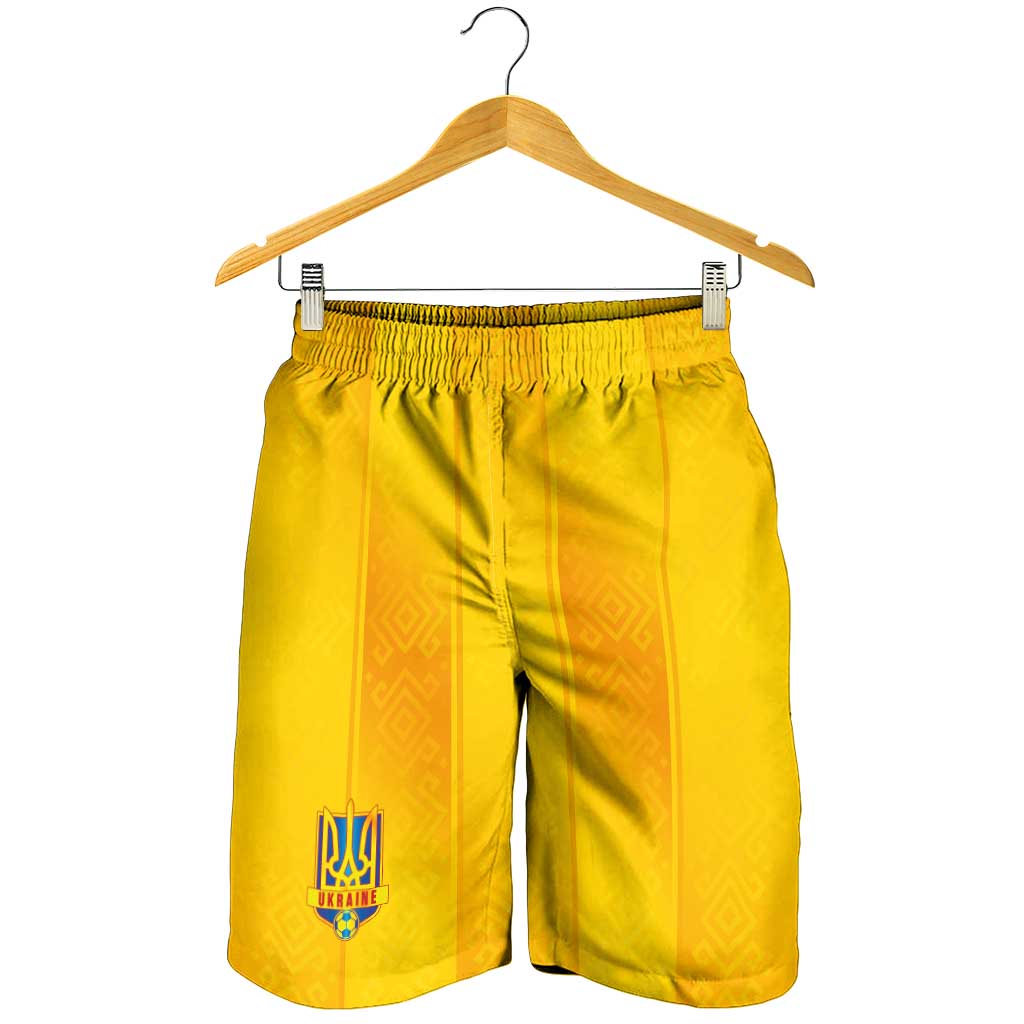 Ukraine National Football Shorts for Men Vyshyvanka Inspired Geometry - Wonder Print Shop