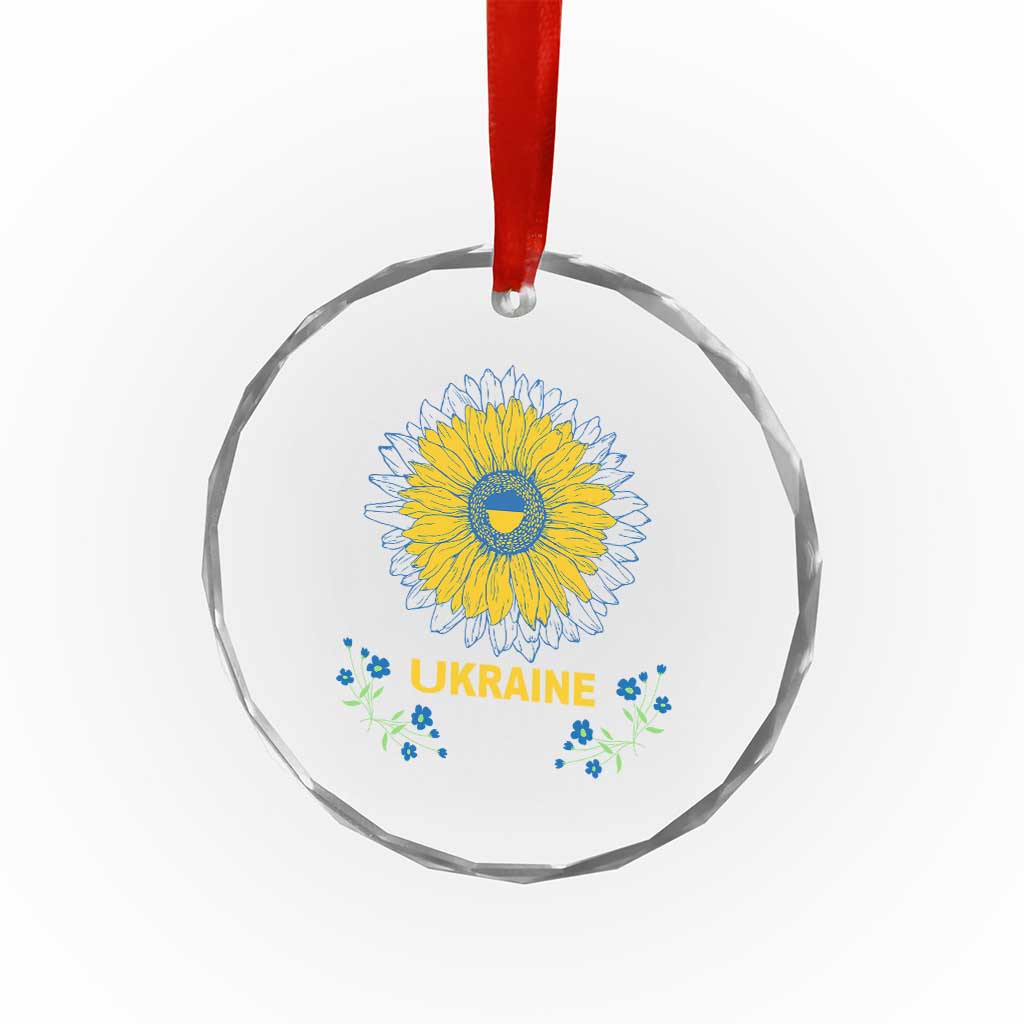 Ukraine Sunflower Crystal Glass Ornament Ukrainian Flag - Wonder Print Shop