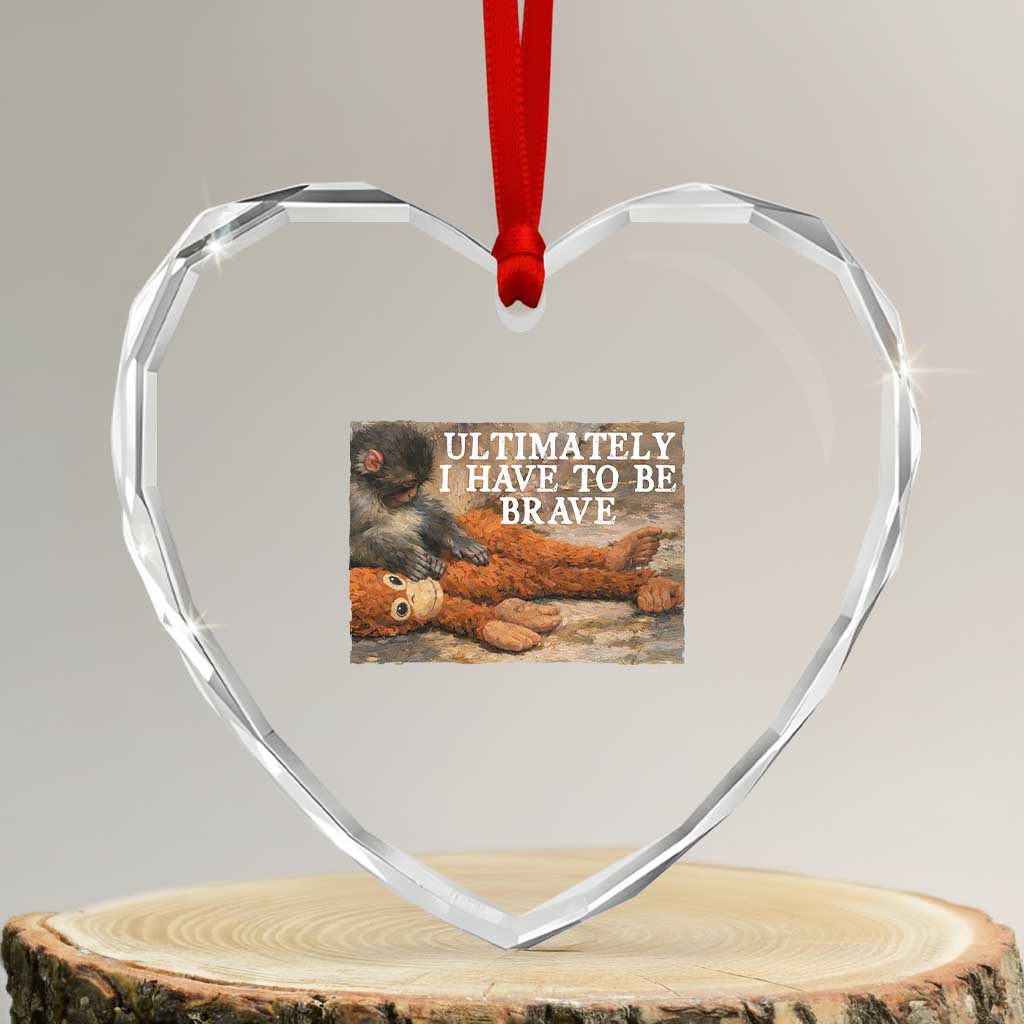 Ultimate I Have To Be Brave Punch The Monkey Heart Crystal Glass Ornament Cute Baby Monkey Hugging Plush