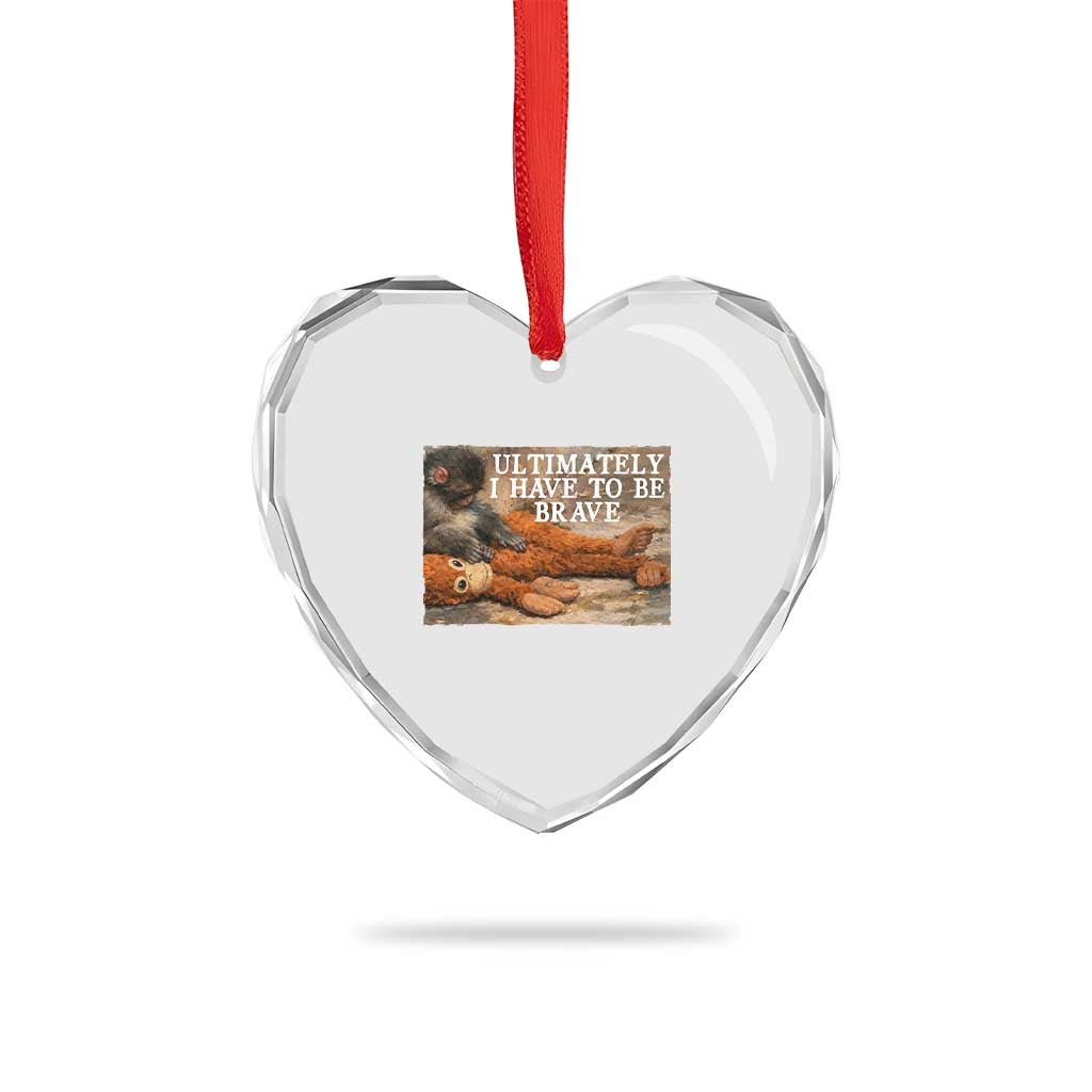 Ultimate I Have To Be Brave Punch The Monkey Heart Crystal Glass Ornament Cute Baby Monkey Hugging Plush