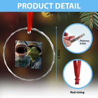 Unbothered Frog Smoking Cigarette Meme Crystal Glass Ornament Cinematic Shark Attack Calmness Graphic Dark Humor