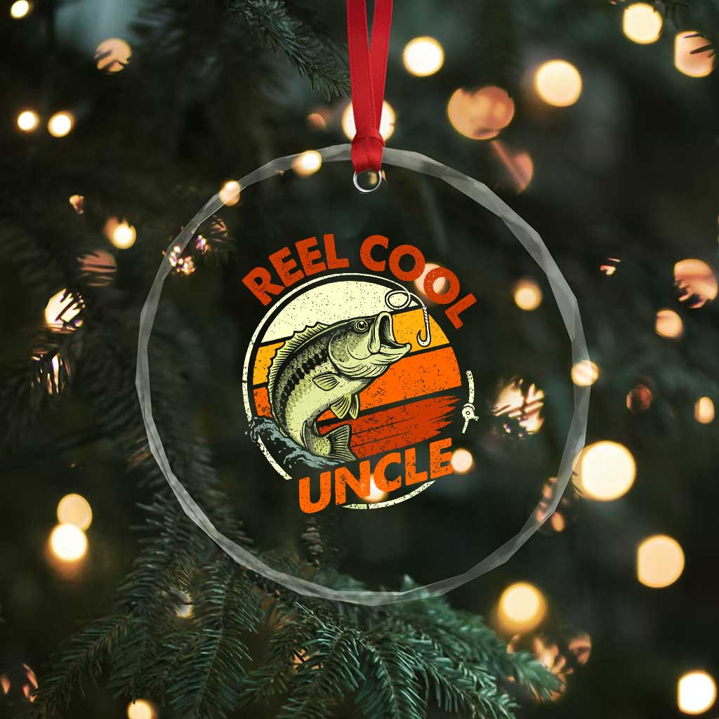 Uncle Fishing Crystal Glass Ornament Reel Cool Uncle Funny Fathers Day Fisherman